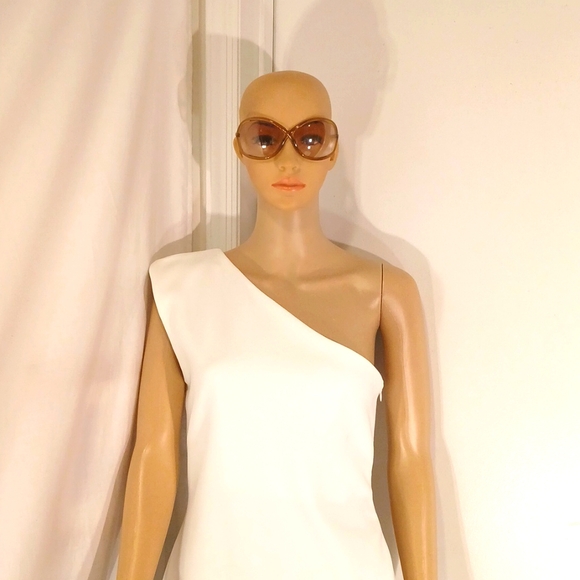 🔥 NWT Amanda Uprichard White Ivory/White One Shoulder Dress. - Picture 3 of 12